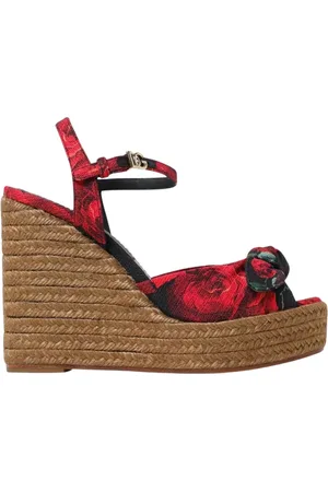 Dolce & Gabbana Sko, Dame, Flerfarvet, 40 EU, Uld, Røde Blomsterkile Sandaler
