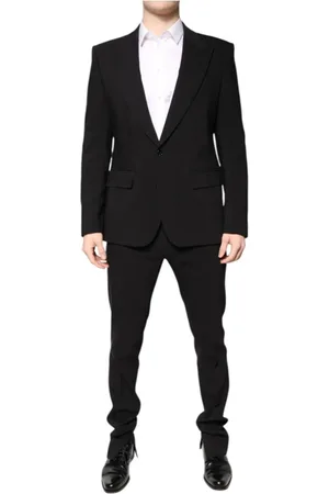 Dolce & Gabbana Jakkesæt, Herre, Sort, XL, Polyester, Luksus Jacquard Slim Fit Suit