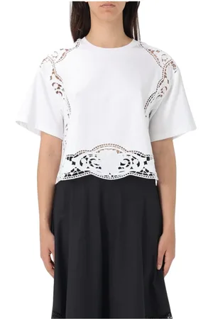 Twin-Set Top, Dame, Hvid, L, Bomuld, Hvid Blonde Detalje T-Shirt