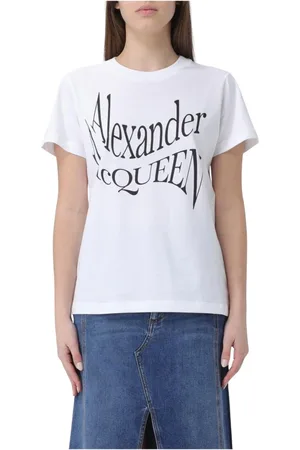 Alexander McQueen Top, Dame, Hvid, S, Bomuld, Hvid Bomuld Grafisk Tee Sweater