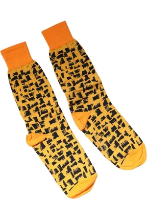 Dolce & Gabbana Undertøj, Herre, Gul, M, Uld, Logo Print Mid-Calf Socks