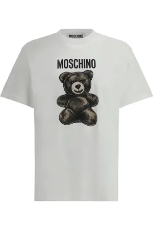 Moschino Top, Herre, Hvid, L, Bomuld, Legende Bjørnemønster Bomulds T-shirt