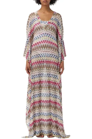 Missoni Badetøj, Dame, Flerfarvet, S, Bomuld, Hvid Strik Maxi Strand CoverUp