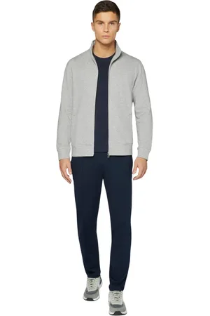 Boggi Milano Sweathshirts & Hoodies, Herre, Grå, XL, Bomuld, Bomuld Blandet Fuld Lynlås Sweater