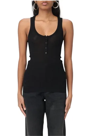 Isabel Marant Top, Dame, Sort, M, Ribbet knap tanktop