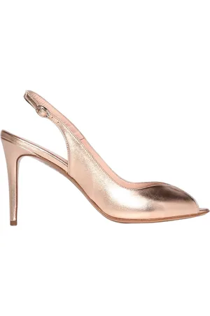ANNA F. Sko, Dame, Gul, 39 EU, Uld, Guld PeepToe Slingback Hæle