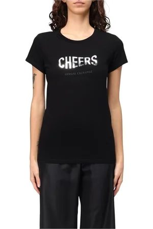 Armani Exchange Top, Dame, Sort, XS, Bomuld, Sort grafisk T-shirt til kvinder