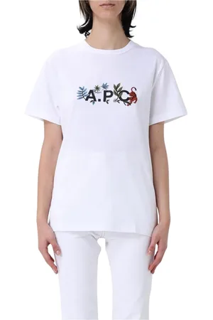 A.P.C. Top, Dame, Hvid, XS, Uld, Hvid Blomstret T-shirt