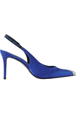 Roberto Cavalli Sko, Dame, Blå, 36 EU, Satin, Blå Metallic Slingback Højhæle