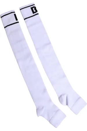Dolce & Gabbana Undertøj, Herre, Hvid, ONE SIZE, Bomuld, Logo Print Open Toe Cotton Socks