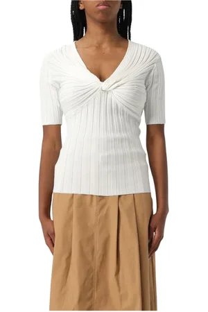 Liu Jo Strik, Dame, Hvid, M, Blå Ribstrikket Sweater