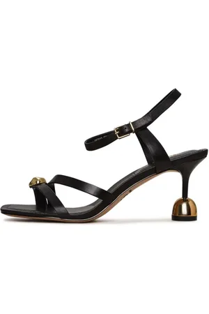 CESARE GASPARI Sko, Dame, Sort, 39 EU, Uld, Sandaler med remme og gulddetaljer