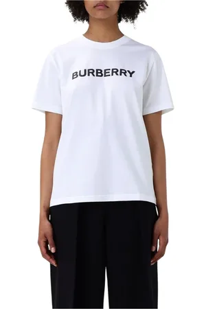 Burberry Top, Dame, Hvid, S, Bomuld, Hvid Short Sleeve LogoPrint Tee