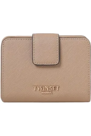 Twin-Set Tilbehør, Dame, , ONE SIZE, Uld, Sort Læder Snap Pung Stilfuld