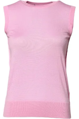 Dolce & Gabbana Strik, Dame, Lyserød, 3XS, Cashmere, Lyserød Cashmere Ærmeløs Top