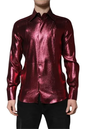 Dolce & Gabbana Skjorte, Herre, Rød, 4XS, Uld, Metallic Guld Formel Skjorte Silkeforing