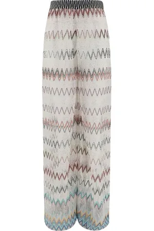 Missoni Bukser, Dame, Flerfarvet, XS, Zig Zag Mesh Flared Bukser