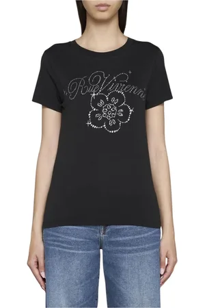 Kenzo Top, Dame, Sort, XS, Bomuld, Sort Rhinestone T-shirt Kortærmet