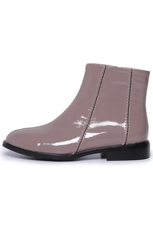 CESARE GASPARI Sko, Dame, , 37 EU, Læder, Glossy Zip-Up Ankelstøvler Brie
