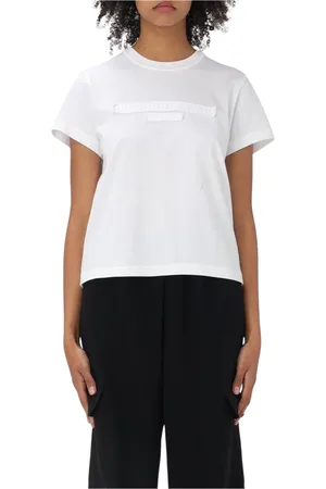 Alexander Wang Top, Dame, Hvid, M, Bomuld, Hvid kortærmet T-shirt med frynset detalje