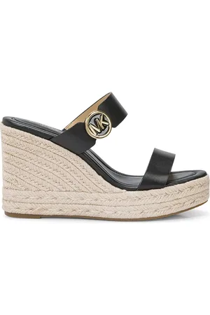Michael Kors Sko, Dame, Sort, 36 1/2 EU, Læder, Sandaler med kilehæl Lucinda