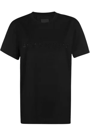 Givenchy Top, Dame, Sort, M, Bomuld, Krystal Logo Tee med Rhinestones