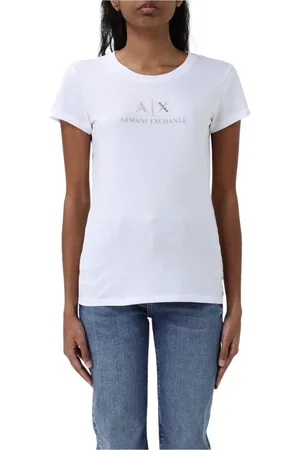 Armani Exchange Top, Dame, Hvid, L, Bomuld, Logo Embellished T-shirt