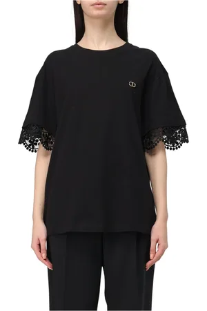 Twin-Set Top, Dame, Sort, L, Bomuld, Afslappet Bomuld T-Shirt til Mænd