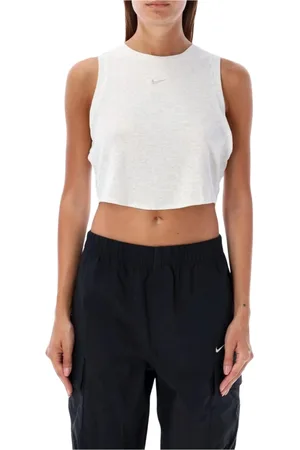 Nike Top, Dame, Hvid, L, Ribbet Crop Tank Top