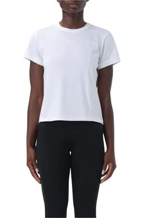 Alexander Wang Top, Dame, Hvid, XS, Bomuld, Minimalist Logo Crop Tee