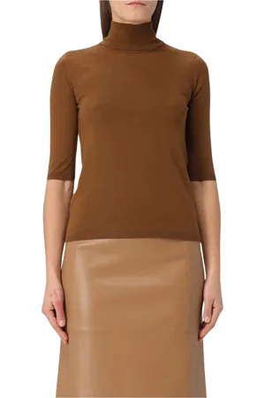 Max Mara Strik, Dame, Brun, S, Cashmere, Sort Cashmere Mock Neck Sweater