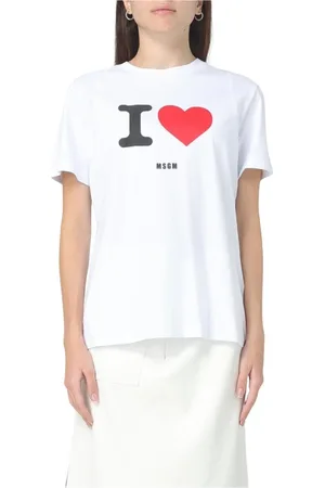 Msgm Top, Dame, Hvid, XS, Uld, Stilfuld grafisk T-shirt til kvinder