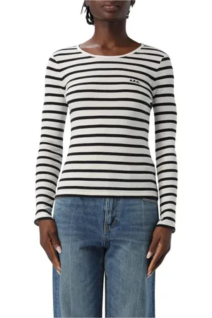 A.P.C. Top, Dame, Flerfarvet, L, Bomuld, Beige Stribet Sweatshirt