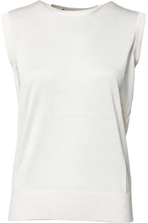 Dolce & Gabbana Top, Dame, Hvid, M, Silke Rund Hals Tank Top