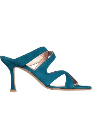 ANNA F. Sko, Dame, Blå, 36 EU, Turkis Cross Strap Hælede Sandaler