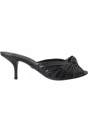 Dolce & Gabbana Sko, Dame, Sort, 40 EU, Læder, Python Læder Killing Hæl Dyreprint Slides