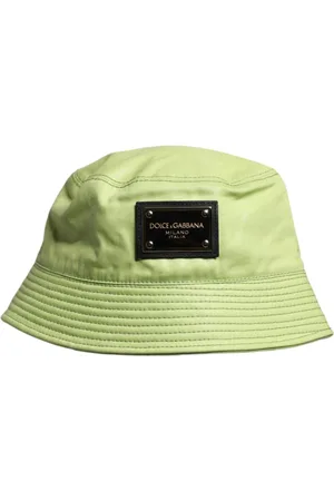Dolce & Gabbana Tilbehør, Herre, Grøn, 60 CM, Bomuld, Grøn DG Plaque Wide Brim Bucket Hat