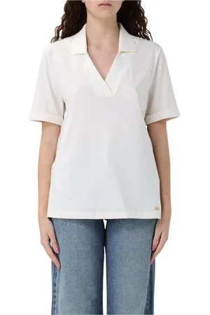 Liu Jo Top, Dame, Hvid, S, Bomuld, Hvid V-hals T-shirt med pynt