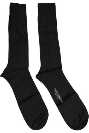 Dolce & Gabbana Undertøj, Herre, Sort, L, Bomuld, Logo Detalje Bomuld Mid Calf Sokker