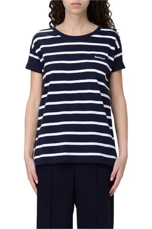 Barbour Top, Dame, Blå, M, Tyl, Hvid Crew Neck T-Shirt
