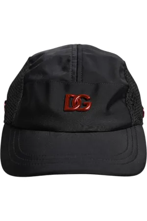 Dolce & Gabbana Tilbehør, unisex, Sort, 58 CM, Nylon, Sort Nylon Logo Baseball Cap