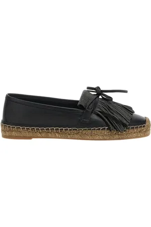 Brunello Cucinelli Sko, Dame, Sort, 39 EU, Læder, Sort Læder Frynse Espadrilles