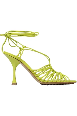 Bottega Veneta Sko, Dame, Grøn, 38 EU, Læder, Lime Læder Snøresandaler