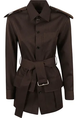 Burberry Bluser & Skjorter, Dame, Brun, 3XS, Uld, Stilfulde Frakker Samling