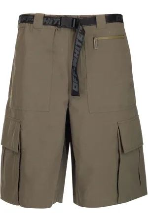 OFF-WHITE Shorts, Herre, Grøn, XS, Uld, Industrielle Ensfarvede Shorts med Bælte