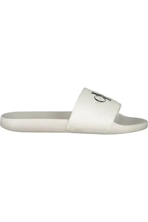 Calvin Klein Sko, Herre, Hvid, 42 EU, Polyester, Sandaler med Fedt Print