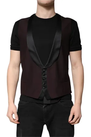 Dolce & Gabbana Jakke, Herre, Brun, XL, Uld, Mørk Rød Uld Vest Kjole