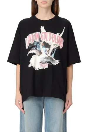 Msgm Top, Dame, Sort, M, Bomuld, Sort Swan Grafisk Tee