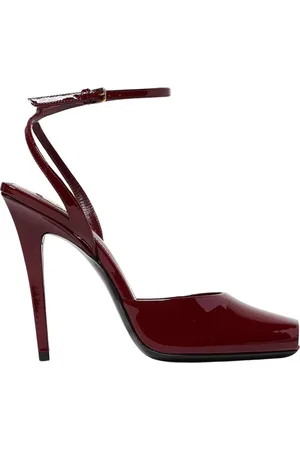 Saint Laurent Sko, Dame, Rød, 36 EU, Læder, Burgundy Slingback Hæle Sandaler