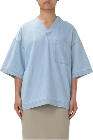 Bottega Veneta Bluser & Skjorter, Dame, Blå, M, Denim, Denim VNeck Top